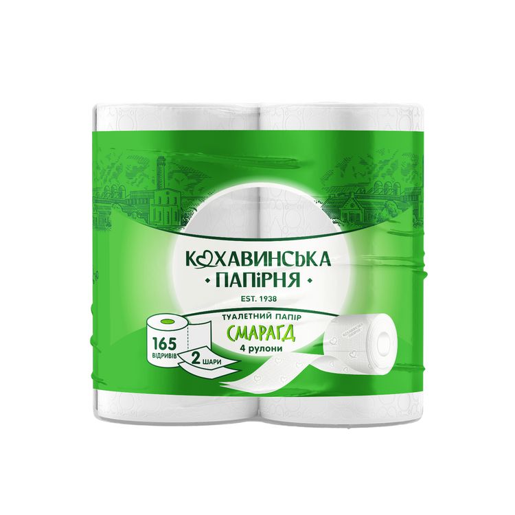Папір туалетний «Смарагд» целюлозний білий 2-шари 165 відривів 19 м (4шт)